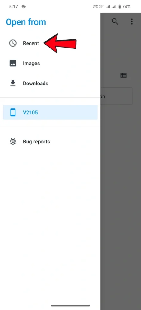 Device gallery recent folder screen in BUSSID