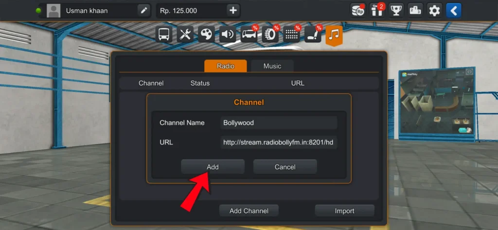Adding a custom radio channel URL in Bus Simulator Indonesia