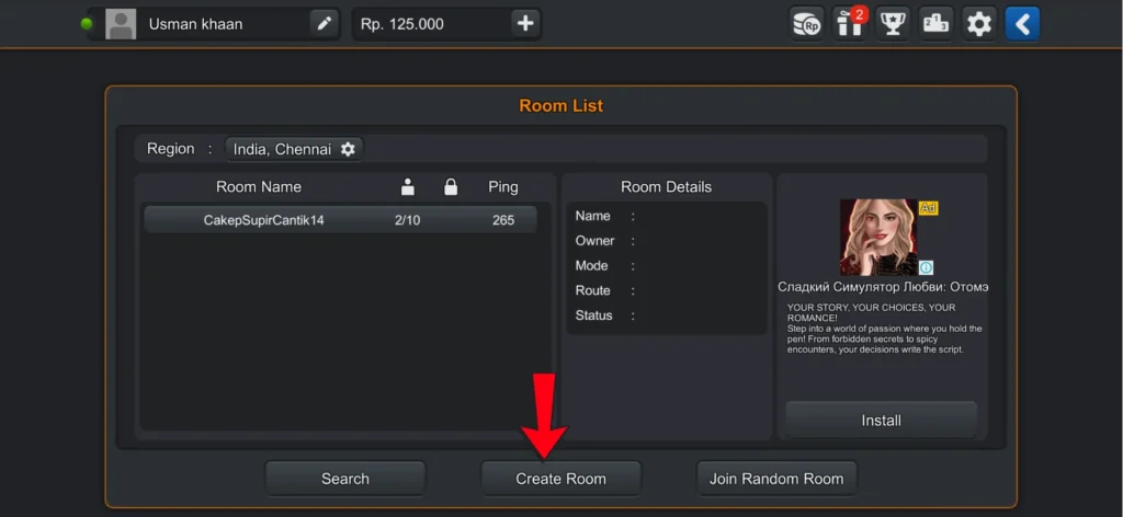 Create room option in Bus Simulator Indonesia