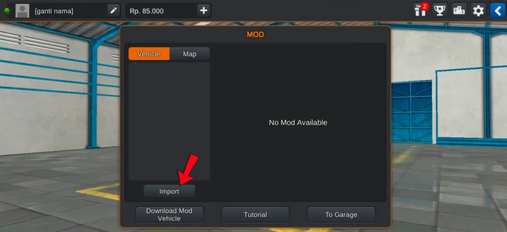 bus simulator indonesia import button in mod menu