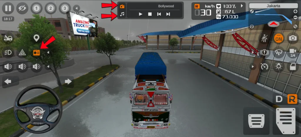 Radio player playing music while driving in Bus Simulator Indonesia