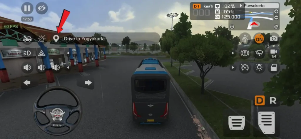 Location Navigation button in Bus Simulator Indonesia